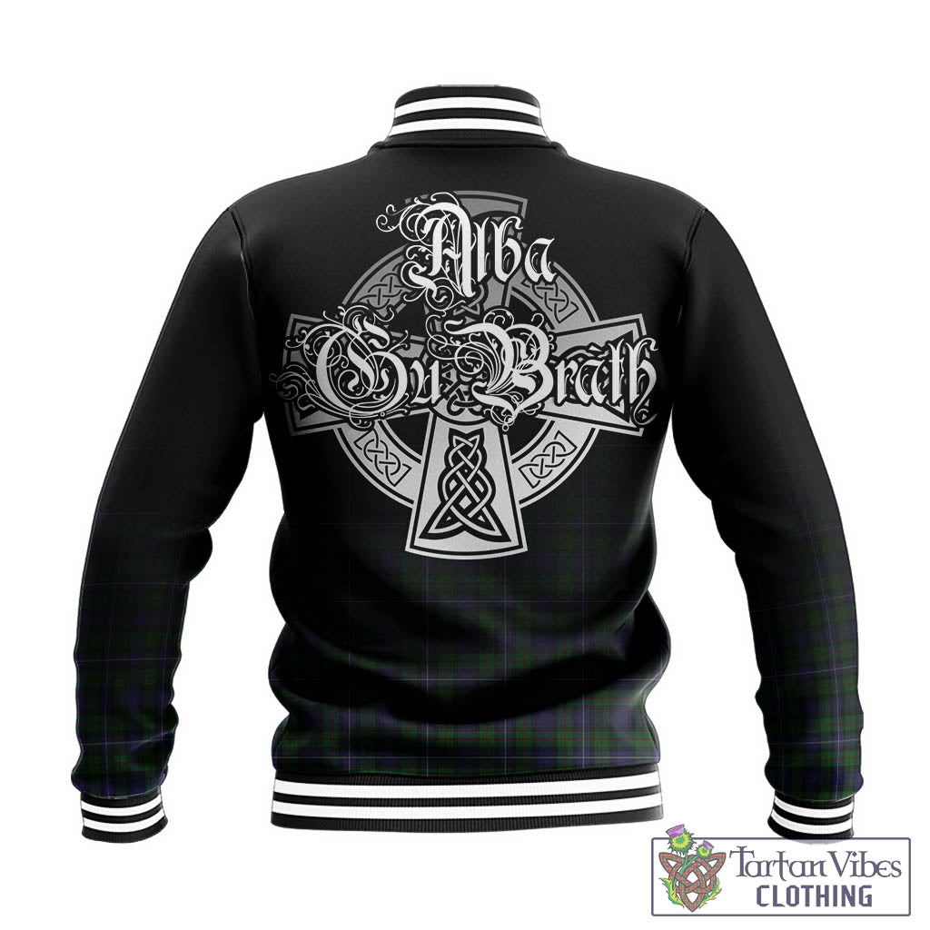 Tartan Vibes Clothing Robertson Hunting Tartan Baseball Jacket Featuring Alba Gu Brath Family Crest Celtic Inspired