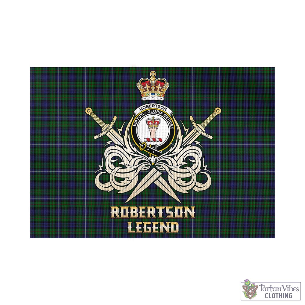 Tartan Vibes Clothing Robertson Hunting Tartan Flag with Clan Crest and the Golden Sword of Courageous Legacy