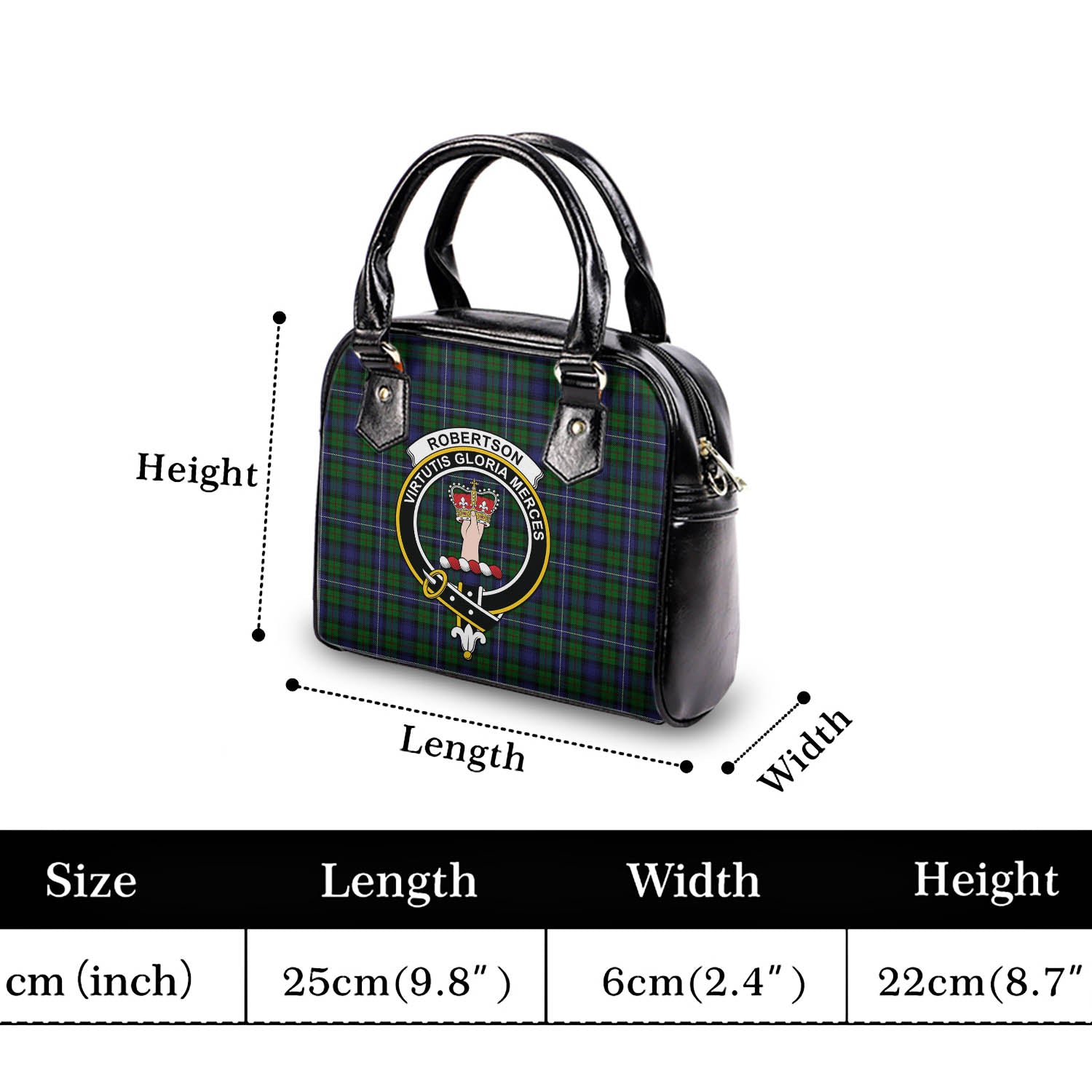 Robertson Hunting Tartan Shoulder Handbags with Family Crest - Tartanvibesclothing