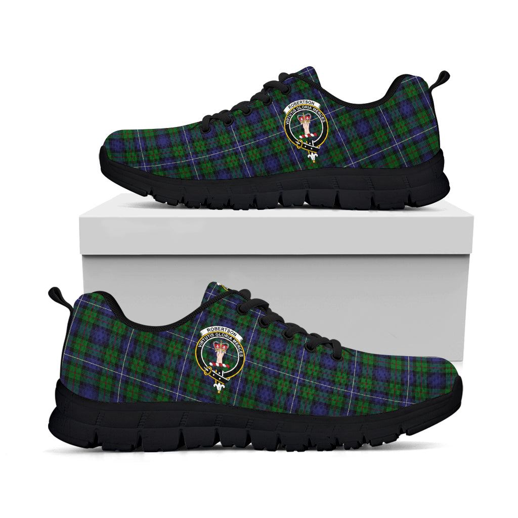 Robertson Hunting Tartan Sneakers with Family Crest - Tartan Vibes Clothing