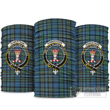 Robertson Hunting Ancient Tartan Neck Gaiters, Tartan Bandanas, Tartan Head Band with Family Crest