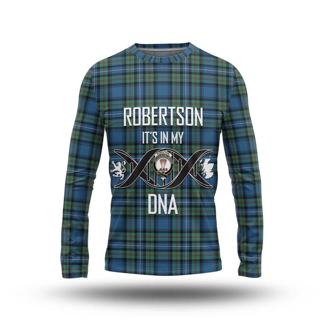 Robertson Hunting Ancient Tartan Long Sleeve T-Shirt with Family Crest DNA In Me Style Unisex - Tartanvibesclothing Shop