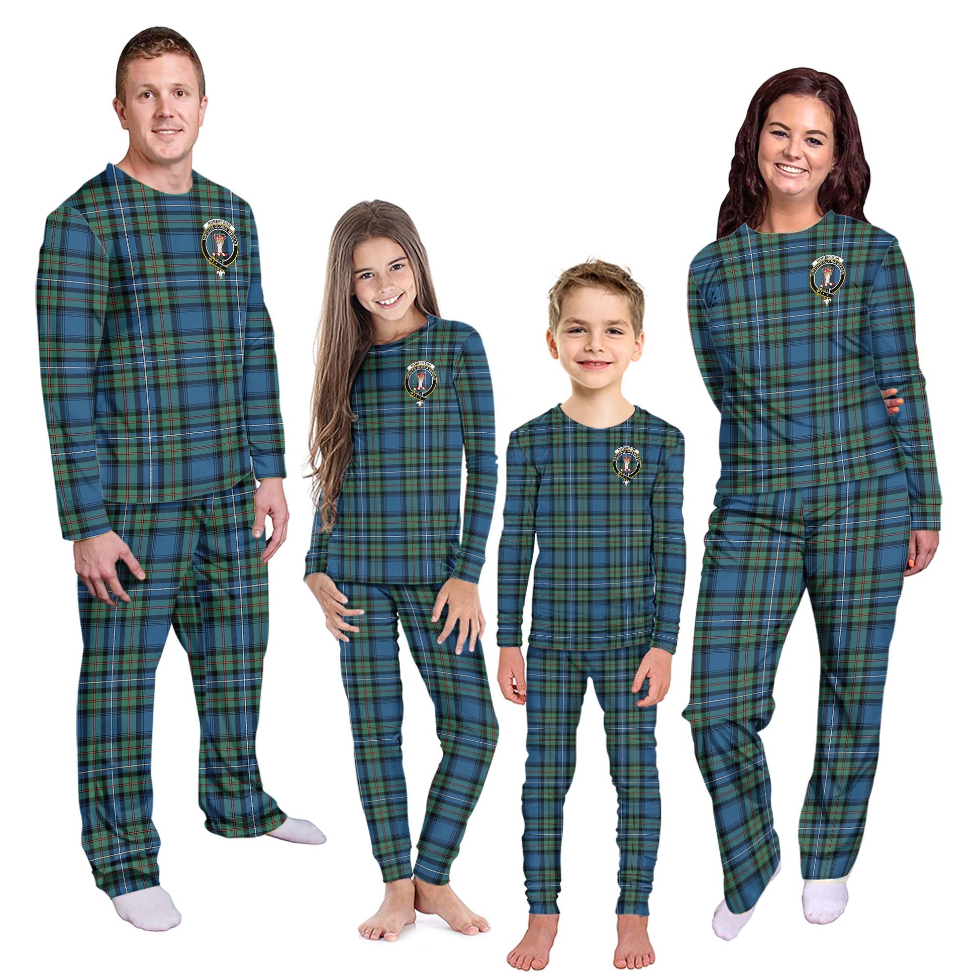 Robertson Hunting Ancient Tartan Pajamas Family Set with Family Crest - Tartanvibesclothing