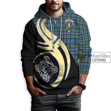 Robertson Hunting Ancient Tartan Hoodie with Family Crest and Celtic Symbol Style