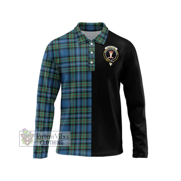 Robertson Hunting Ancient Tartan Long Sleeve Polo Shirt with Family Crest and Half Of Me Style