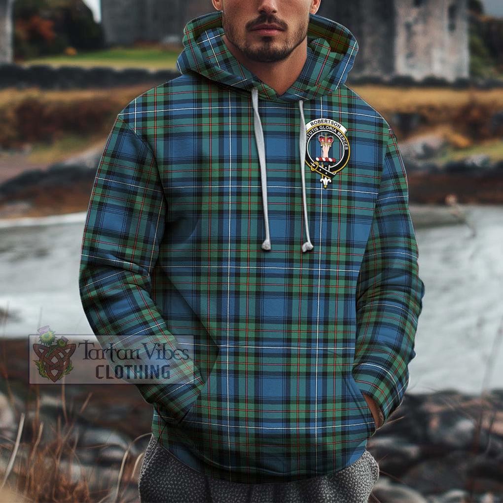 Robertson Hunting Ancient Tartan Cotton Hoodie with Family Crest Pullover Hoodie XS - Tartan Vibes Clothing