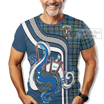 Robertson Hunting Ancient Tartan T-Shirt with Epic Bagpipe Style