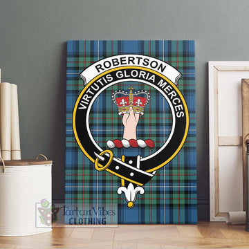 Robertson Hunting Ancient Tartan Canvas Print Wall Art with Family Crest