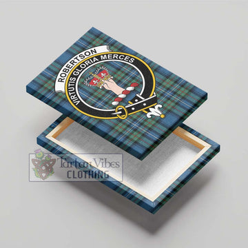 Robertson Hunting Ancient Tartan Canvas Print Wall Art with Family Crest