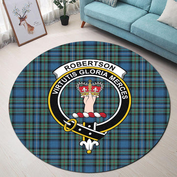 Robertson Hunting Ancient Tartan Round Rug with Family Crest