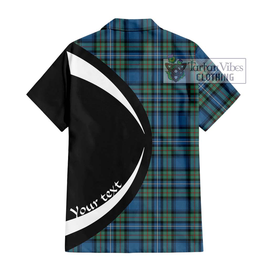 Robertson Hunting Ancient Tartan Short Sleeve Button Up with Family Crest Circle Style - Tartan Vibes Clothing