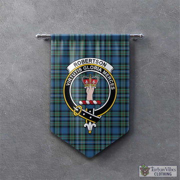 Robertson Hunting Ancient Tartan Gonfalon, Tartan Banner with Family Crest