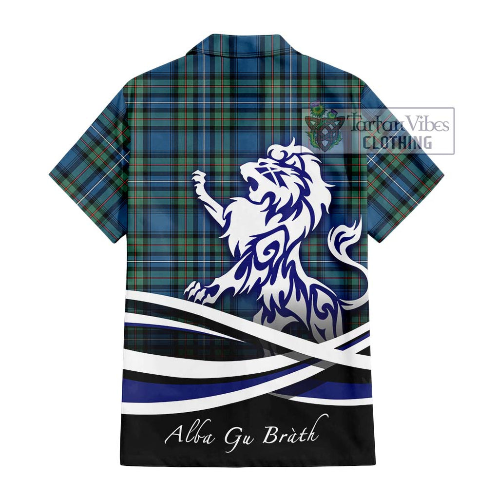 Robertson Hunting Ancient Tartan Short Sleeve Button Shirt with Alba Gu Brath Regal Lion Emblem - Tartanvibesclothing Shop