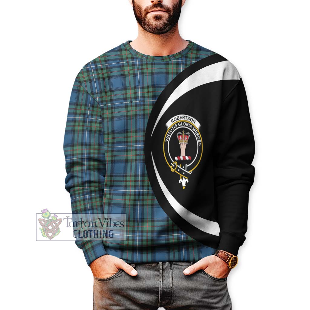 Robertson Hunting Ancient Tartan Sweatshirt with Family Crest Circle Style - Tartan Vibes Clothing