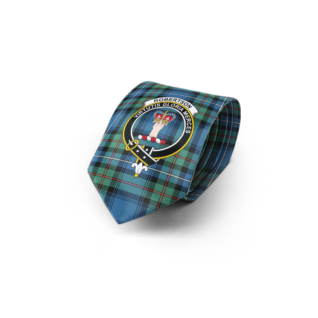 Robertson Hunting Ancient Tartan Classic Necktie with Family Crest - Tartan Vibes Clothing