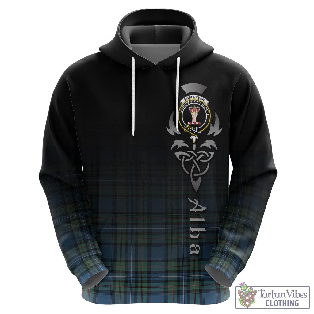 Tartan Vibes Clothing Robertson Hunting Ancient Tartan Hoodie Featuring Alba Gu Brath Family Crest Celtic Inspired