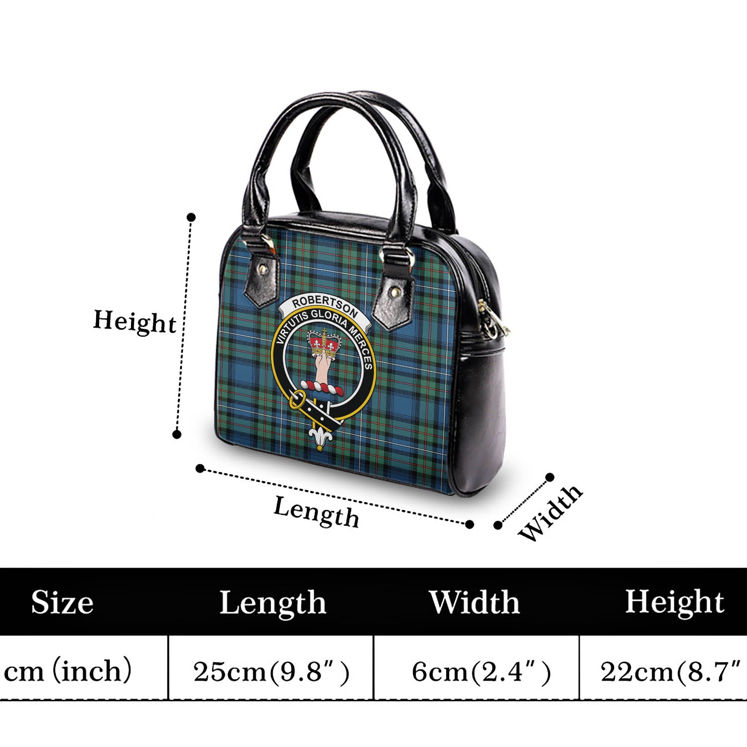 Robertson Hunting Ancient Tartan Shoulder Handbags with Family Crest - Tartanvibesclothing