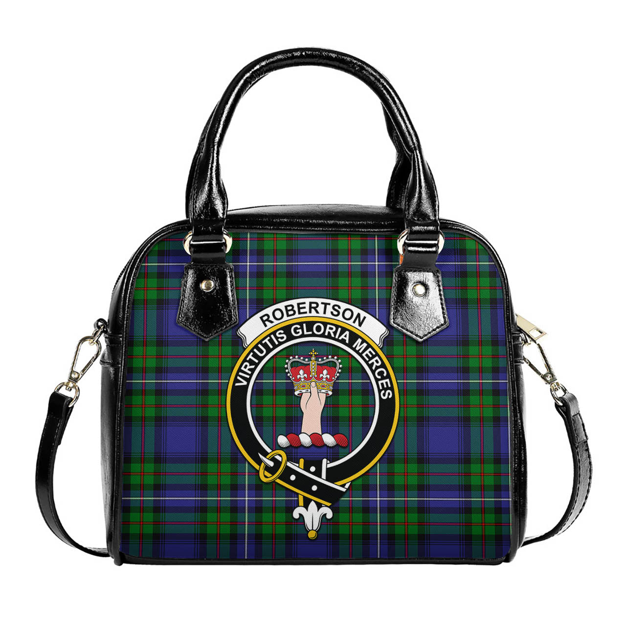 Robertson Hunting Modern Tartan Shoulder Handbags with Family Crest One Size 6*25*22 cm - Tartanvibesclothing