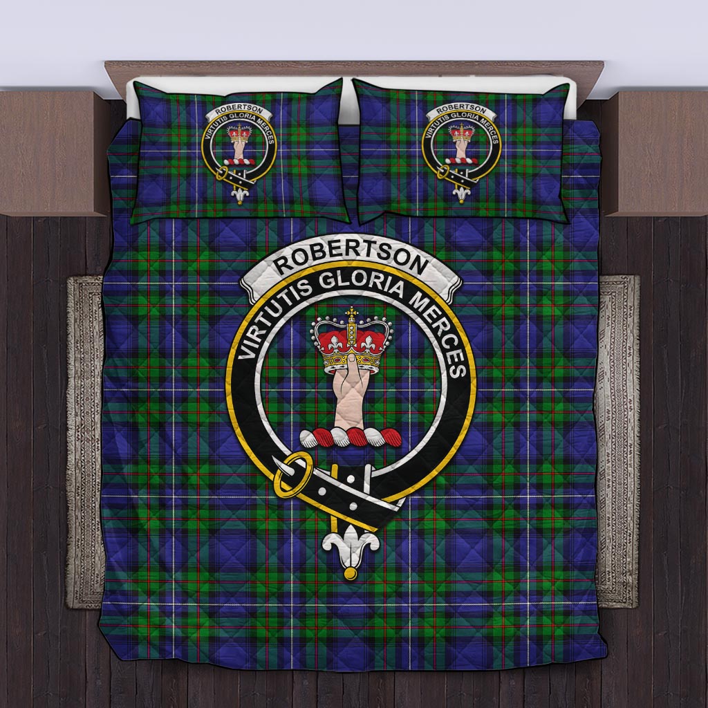 Robertson Hunting Modern Tartan Quilt Bed Set with Family Crest Twin - Tartan Vibes Clothing