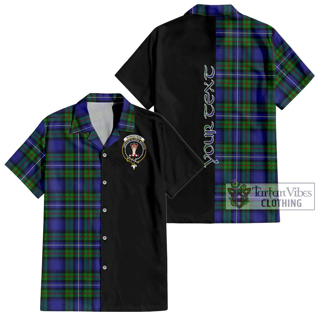 Robertson Hunting Modern Tartan Short Sleeve Button Shirt with Family Crest and Half Of Me Style Kid - Tartanvibesclothing Shop