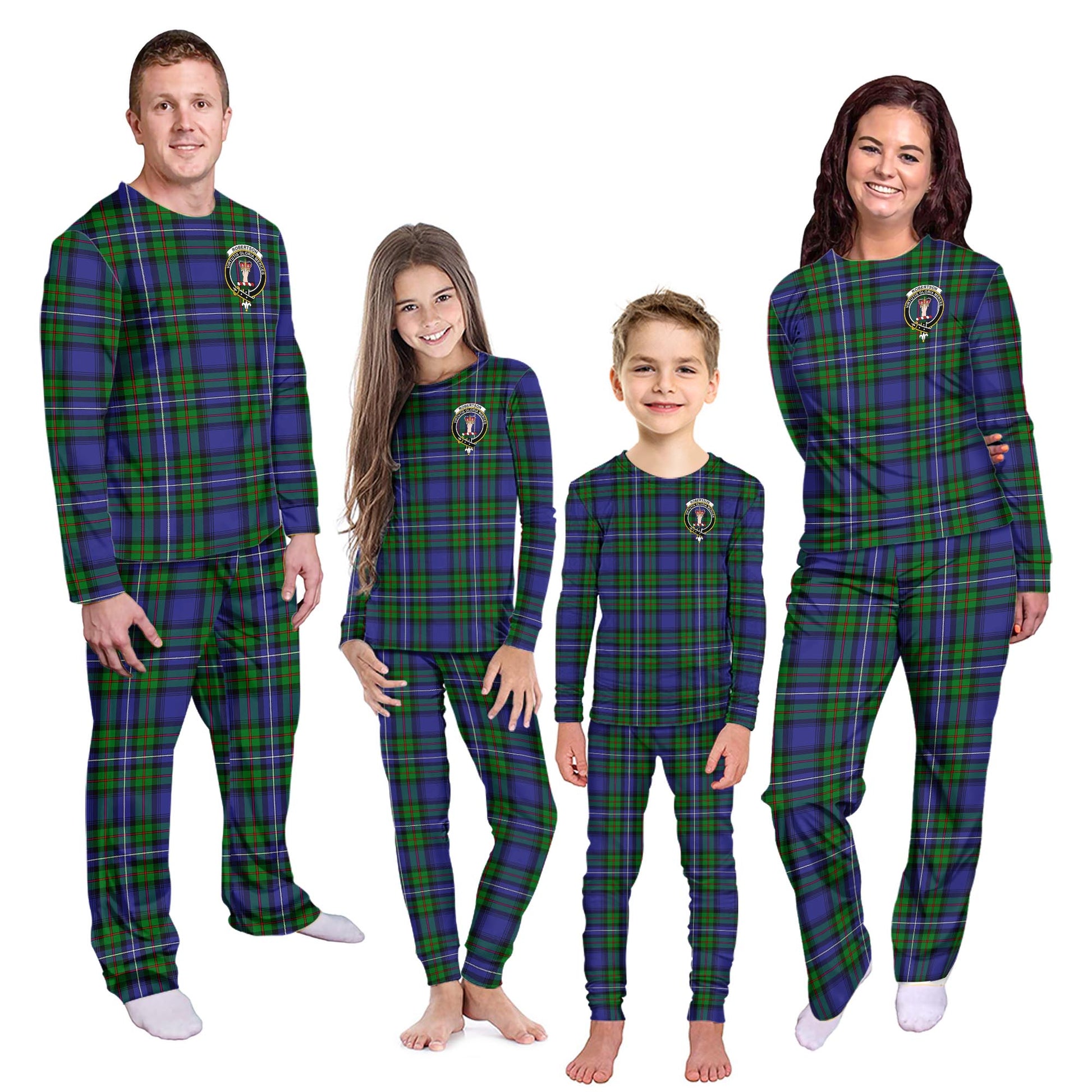 Robertson Hunting Modern Tartan Pajamas Family Set with Family Crest - Tartanvibesclothing