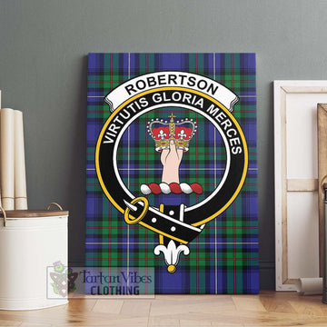 Robertson Hunting Modern Tartan Canvas Print Wall Art with Family Crest