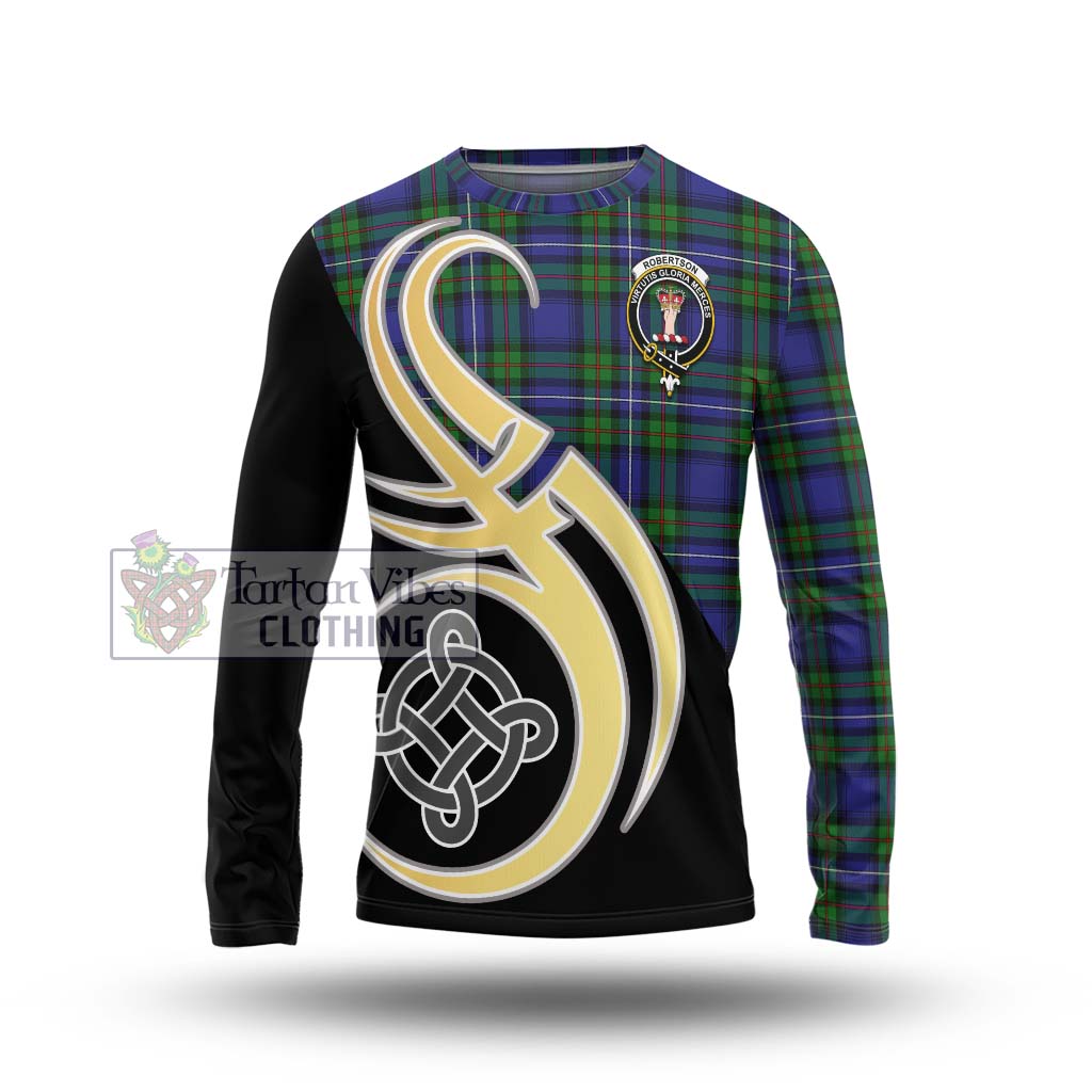 Robertson Hunting Modern Tartan Long Sleeve T-Shirt with Family Crest and Celtic Symbol Style Unisex - Tartan Vibes Clothing