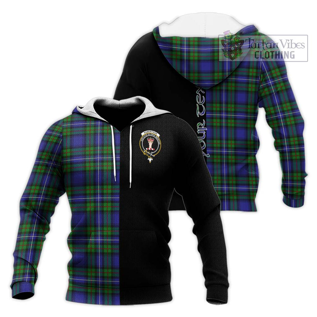 Robertson Hunting Modern Tartan Knitted Hoodie with Family Crest and Half Of Me Style Unisex Knitted Pullover Hoodie - Tartanvibesclothing Shop