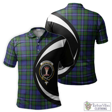 Robertson Hunting Modern Tartan Men's Polo Shirt with Family Crest Circle Style