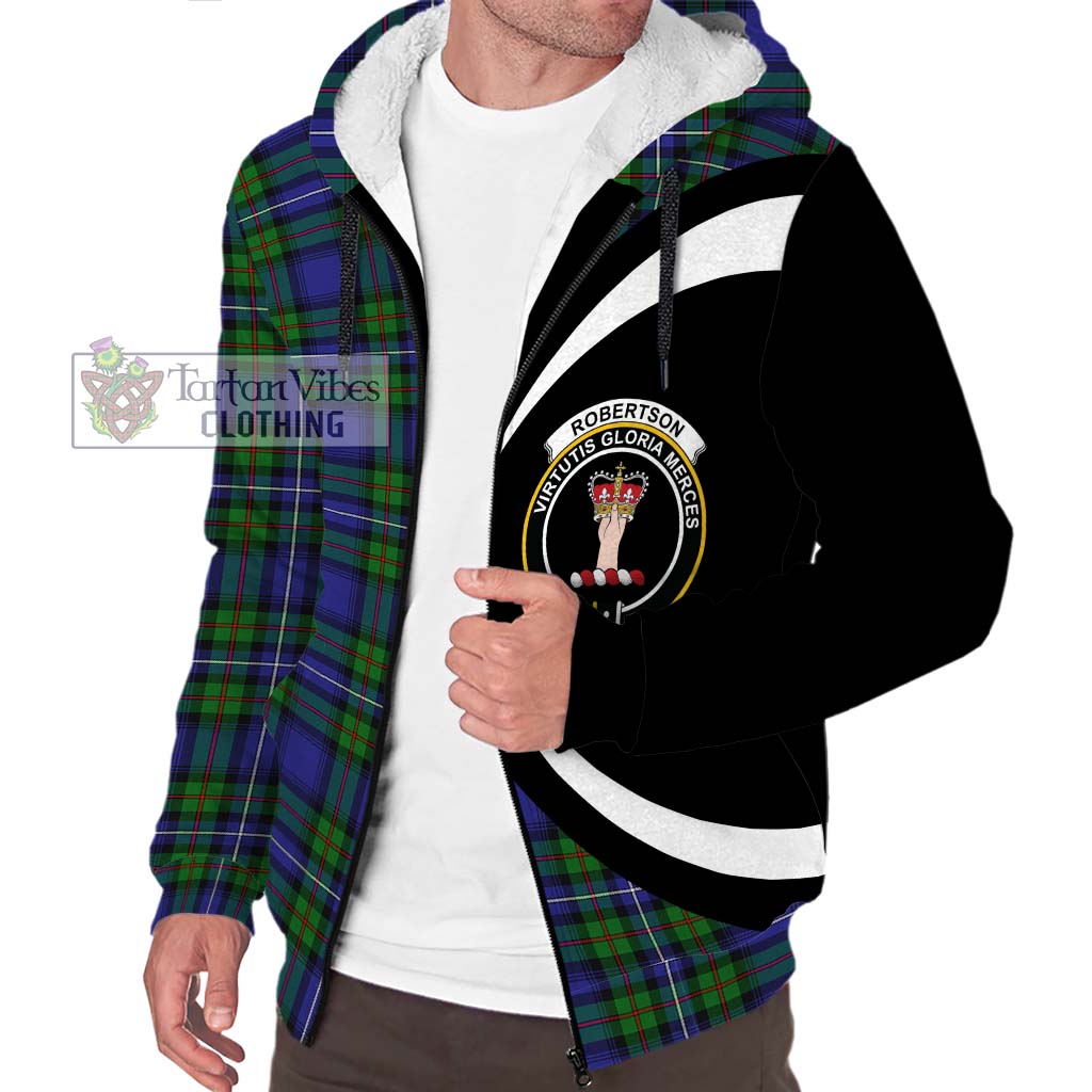 Robertson Hunting Modern Tartan Sherpa Hoodie with Family Crest Circle Style Unisex S - Tartan Vibes Clothing