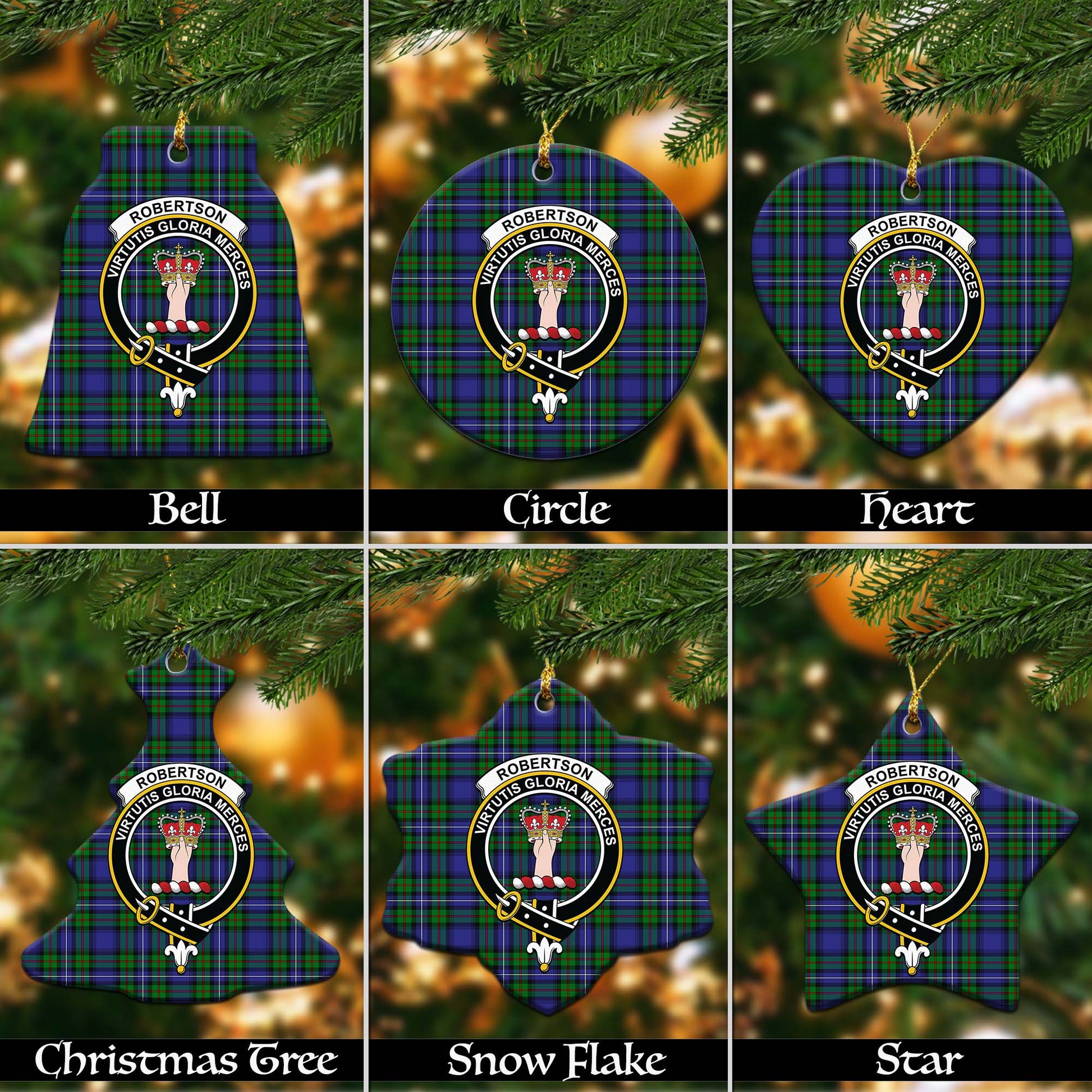 Robertson Hunting Modern Tartan Christmas Ornaments with Family Crest - Tartanvibesclothing