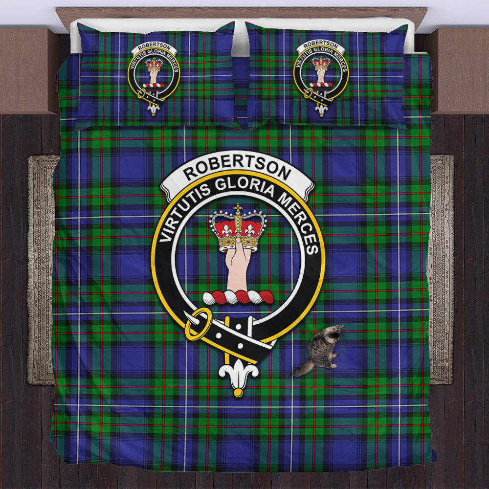 Robertson Hunting Modern Tartan Bedding Set with Family Crest US Bedding Set - Tartan Vibes Clothing