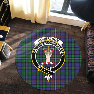 Robertson Hunting Modern Tartan Round Rug with Family Crest