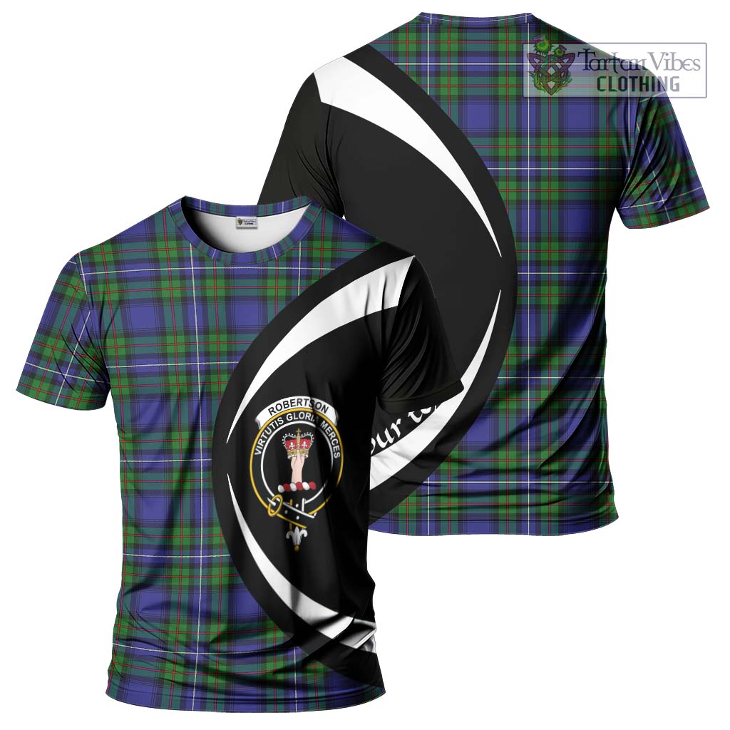 Tartan Vibes Clothing Robertson Hunting Modern Tartan T-Shirt with Family Crest Circle Style