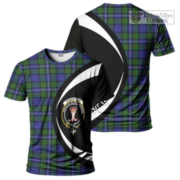 Robertson Hunting Modern Tartan T-Shirt with Family Crest Circle Style