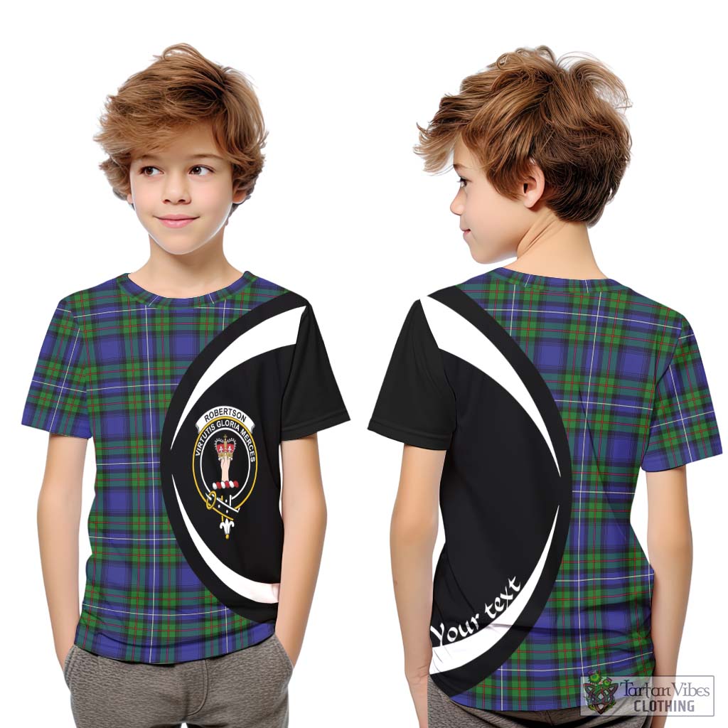 Robertson Hunting Modern Tartan Kid T-Shirt with Family Crest Circle Style Youth XL Size14 - Tartan Vibes Clothing