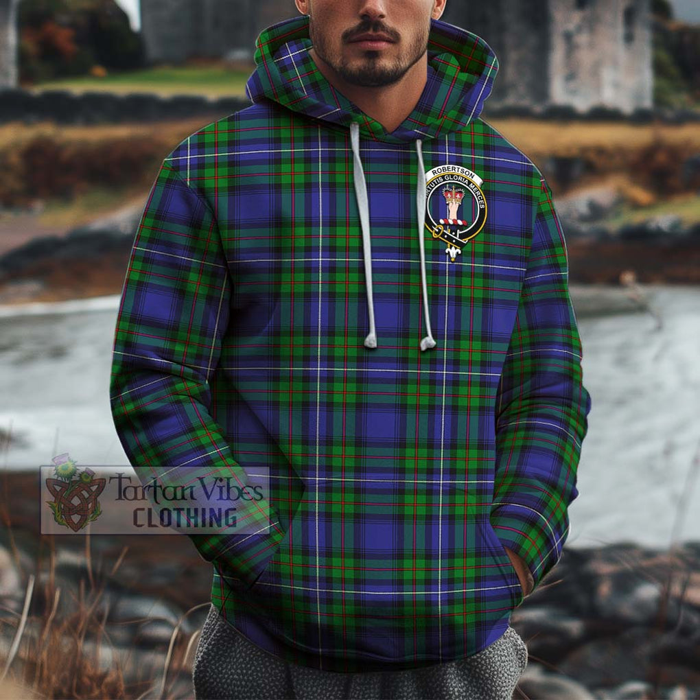 Robertson Hunting Modern Tartan Cotton Hoodie with Family Crest Pullover Hoodie XS - Tartan Vibes Clothing