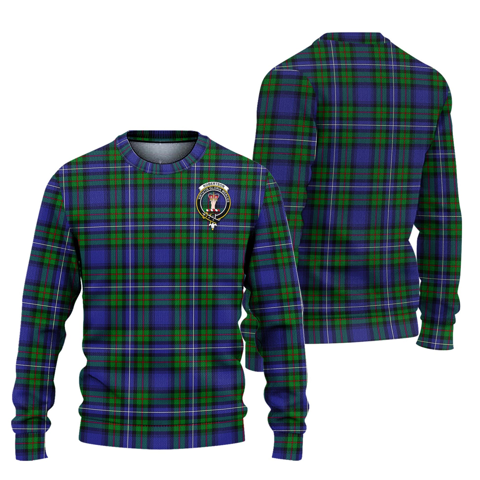 Robertson Hunting Modern Tartan Knitted Sweater with Family Crest Unisex - Tartanvibesclothing