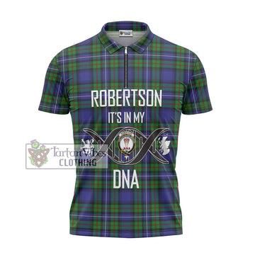 Robertson Hunting Modern Tartan Zipper Polo Shirt with Family Crest DNA In Me Style