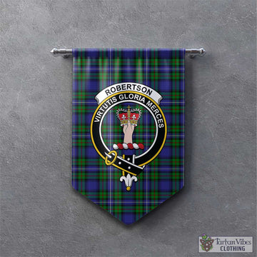 Robertson Hunting Modern Tartan Gonfalon, Tartan Banner with Family Crest