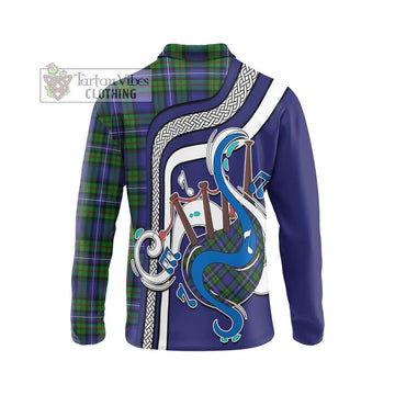 Robertson Hunting Modern Tartan Long Sleeve Polo Shirt with Epic Bagpipe Style