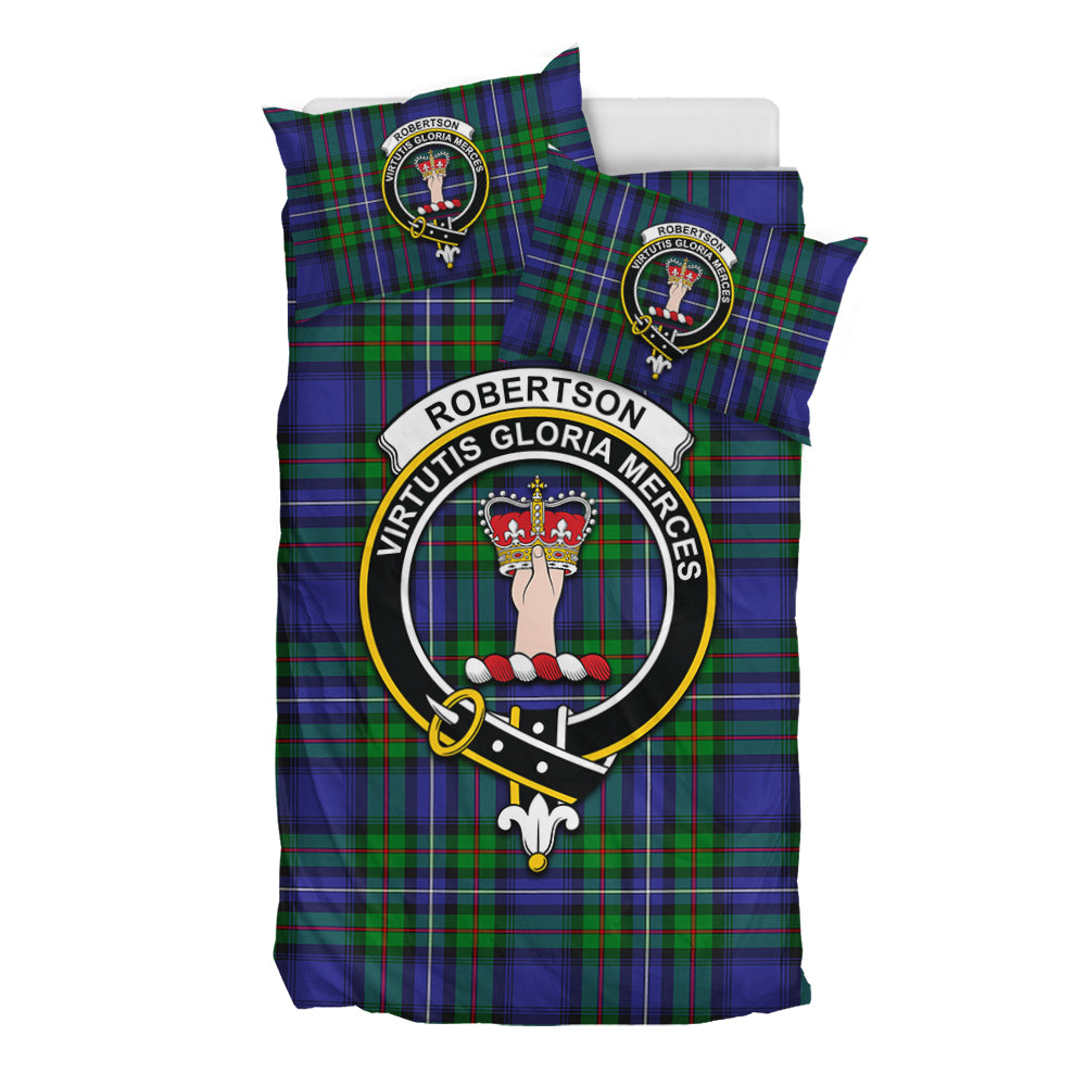 Robertson Hunting Modern Tartan Bedding Set with Family Crest - Tartan Vibes Clothing