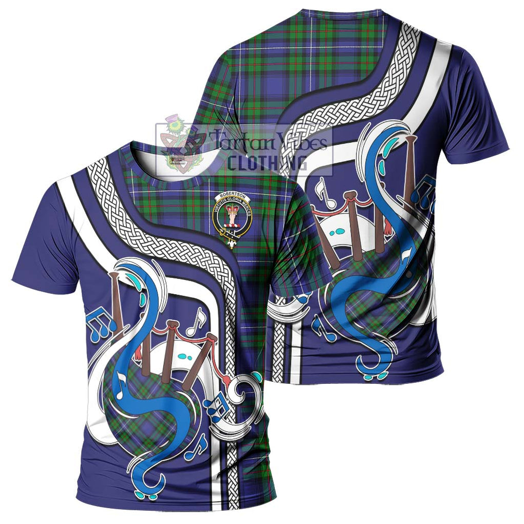 Robertson Hunting Modern Tartan T-Shirt with Epic Bagpipe Style - Tartanvibesclothing Shop