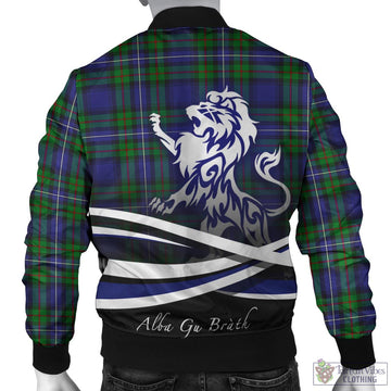 Robertson Hunting Modern Tartan Bomber Jacket with Alba Gu Brath Regal Lion Emblem