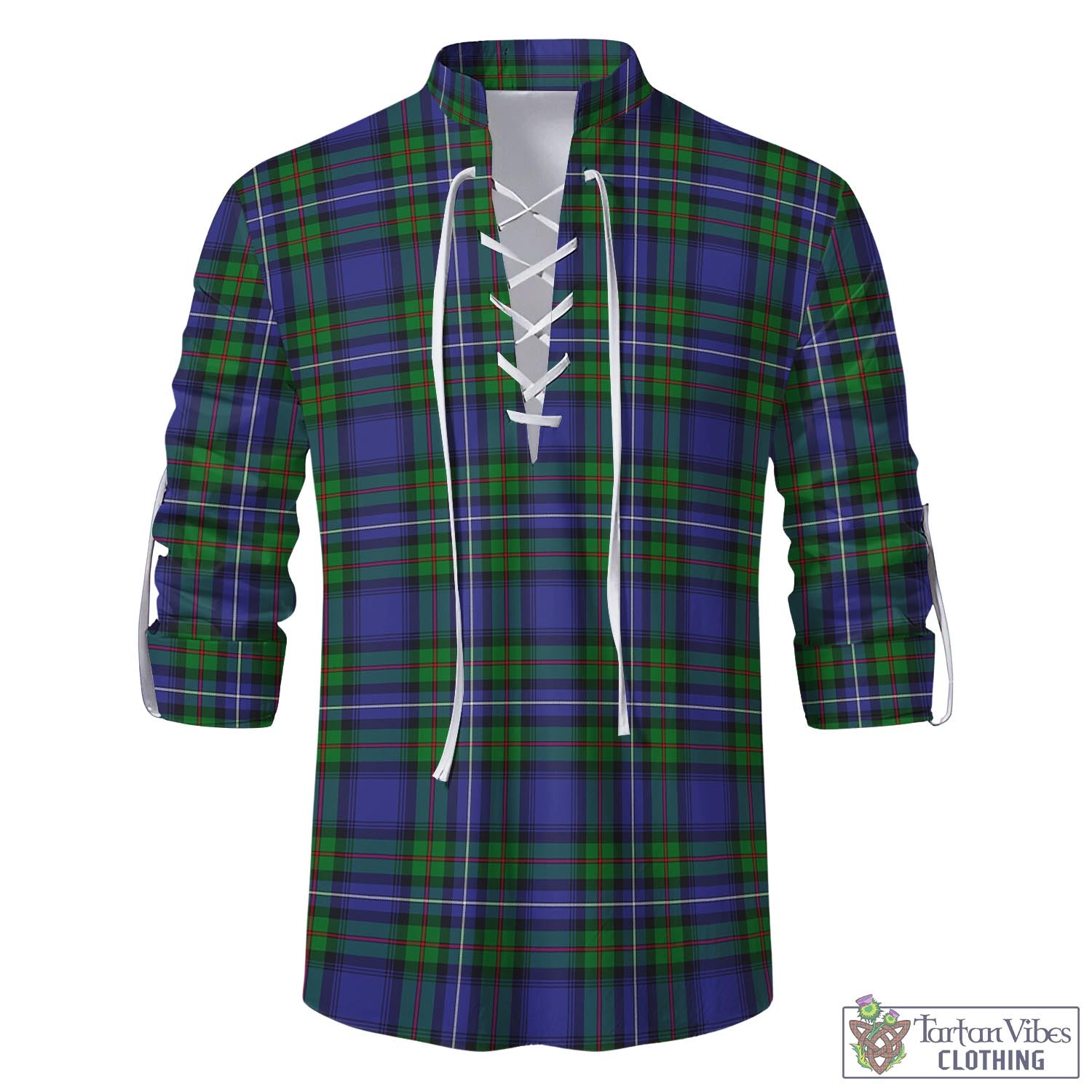 Tartan Vibes Clothing Robertson Hunting Modern Tartan Men's Scottish Traditional Jacobite Ghillie Kilt Shirt