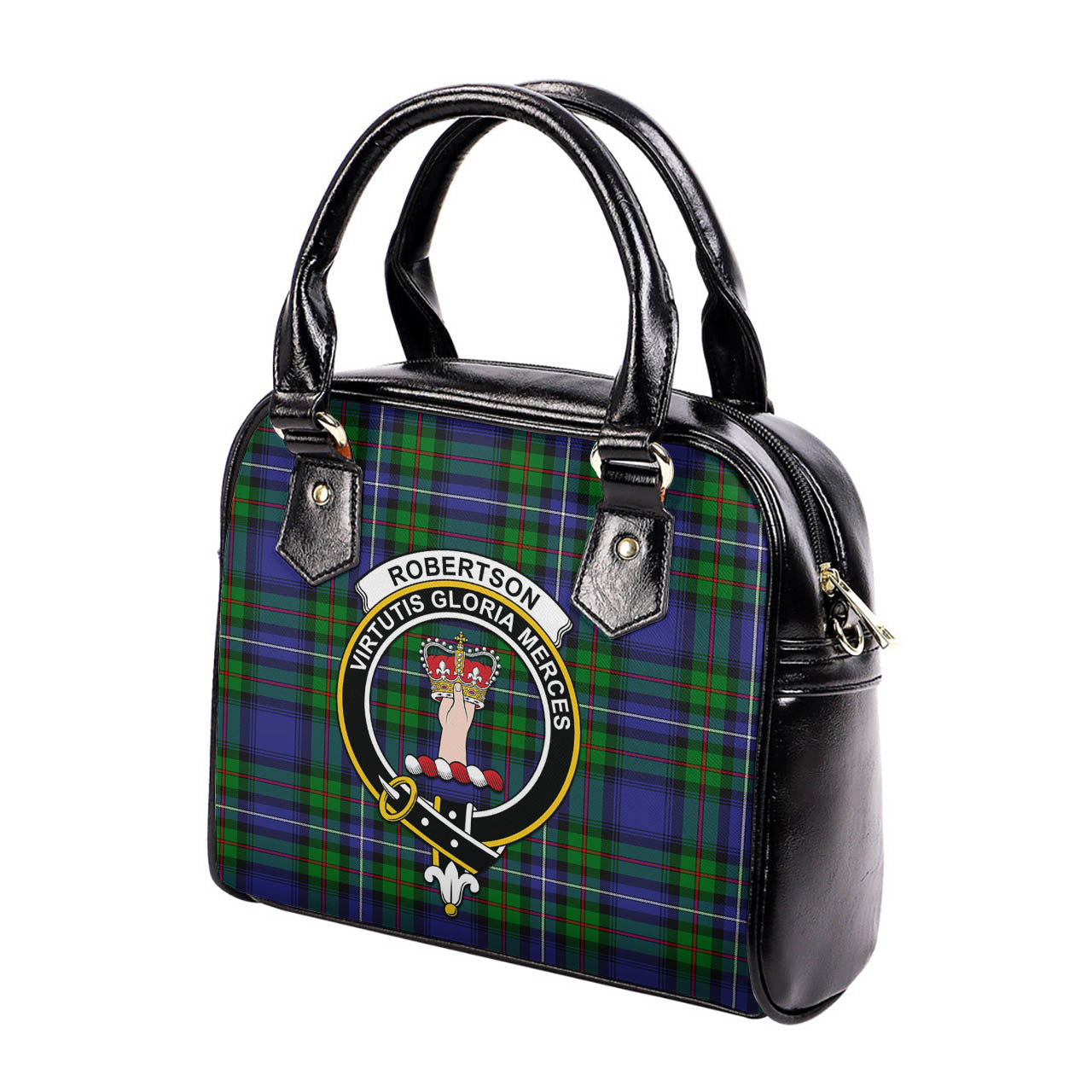 Robertson Hunting Modern Tartan Shoulder Handbags with Family Crest - Tartanvibesclothing