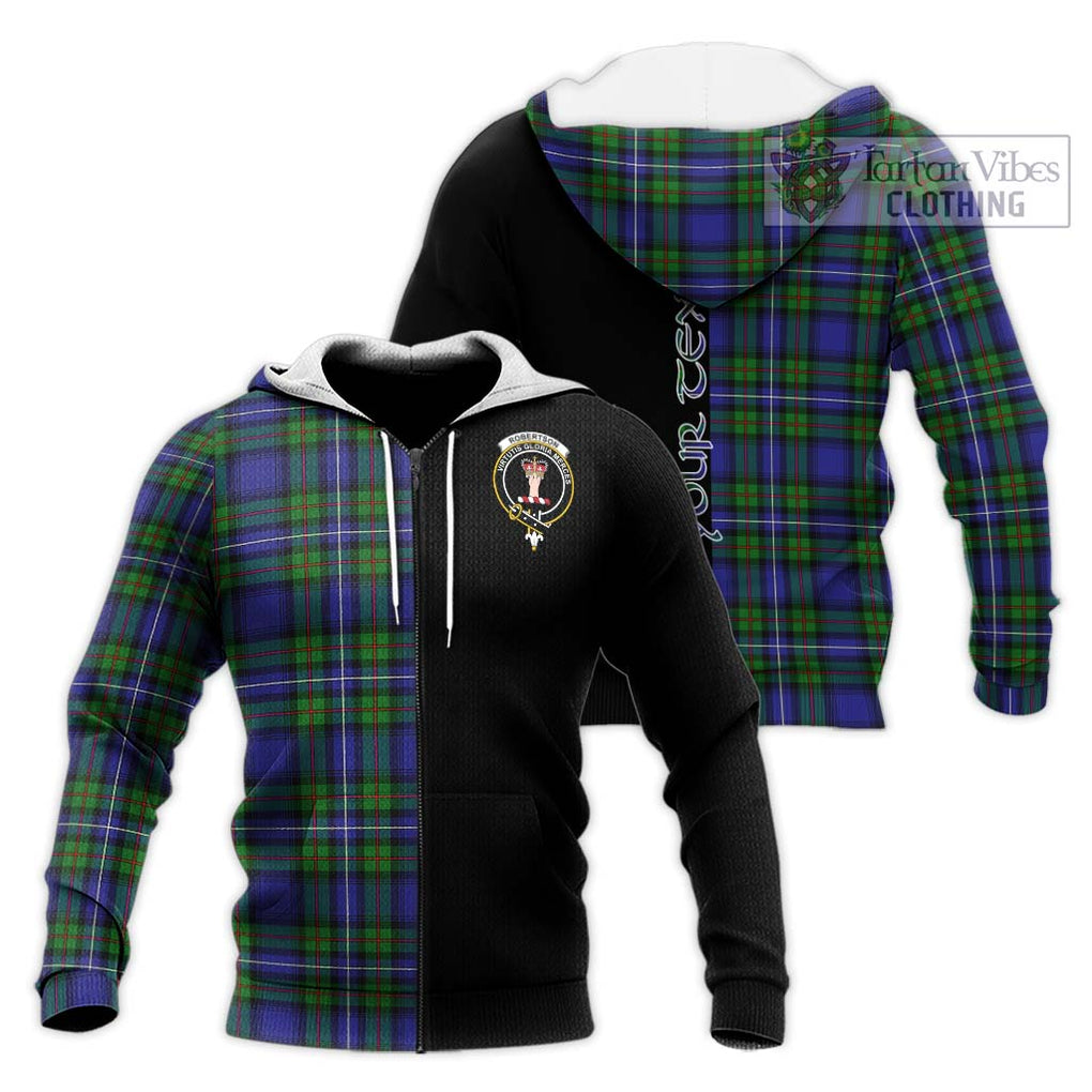 Robertson Hunting Modern Tartan Knitted Hoodie with Family Crest and Half Of Me Style Unisex Knitted Zip Hoodie - Tartanvibesclothing Shop