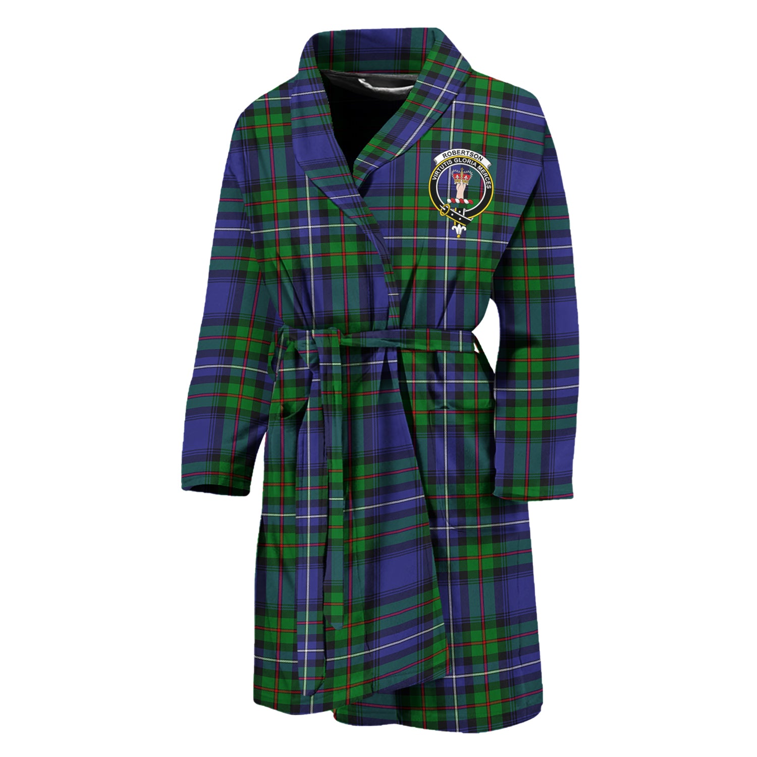 Robertson Hunting Modern Tartan Bathrobe with Family Crest Unisex M - Tartan Vibes Clothing