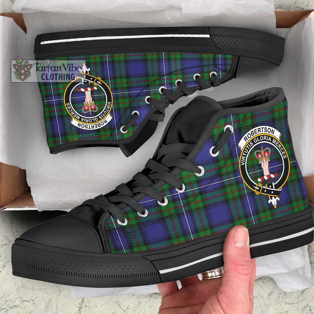 Tartan Vibes Clothing Robertson Hunting Modern Tartan High Top Shoes with Family Crest