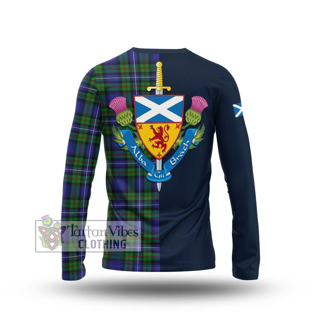 Tartan Vibes Clothing Robertson Hunting Modern Tartan Long Sleeve T-Shirt with Scottish Lion Royal Arm Half Style